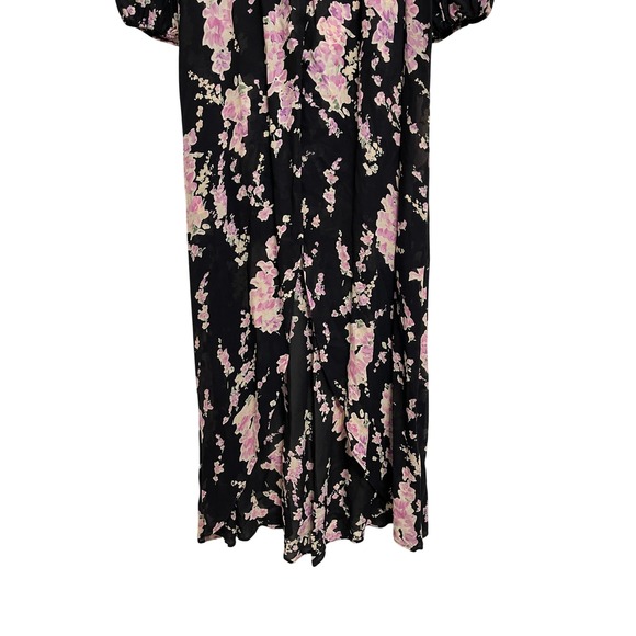 Reformation Black Floral Wrap Maxi Dress Size S Long Sleeve Romantic Cottagecore - Picture 5 of 5